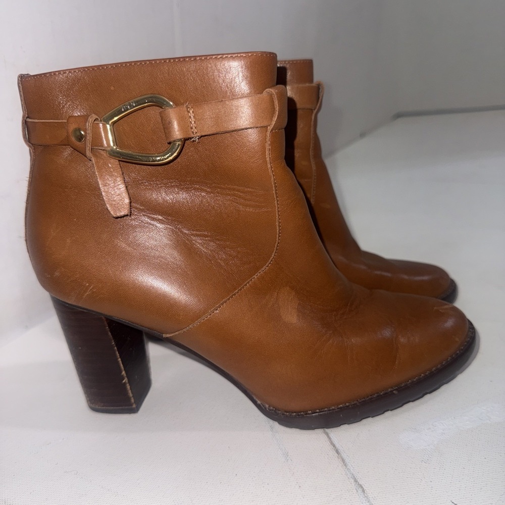 Lauren Ralph Lauren Equestrian Western Brown Leather Ankle Booties Boot Sz 6.5 B